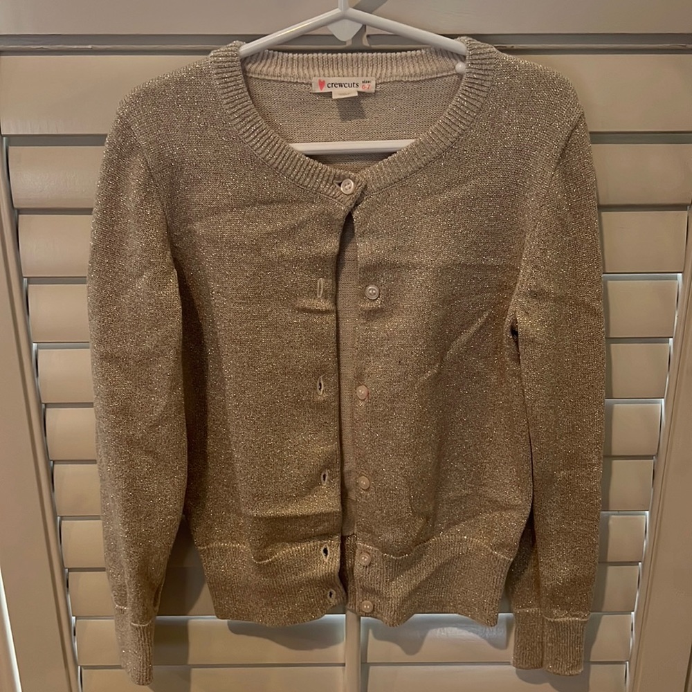 Crewcuts gold sparkle cardigan. Sz 6-7. EUC.